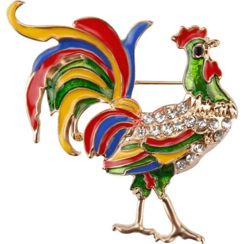Funny colorful big cock brooch men and women suit hat buckle animal accessories corsage brooches gift