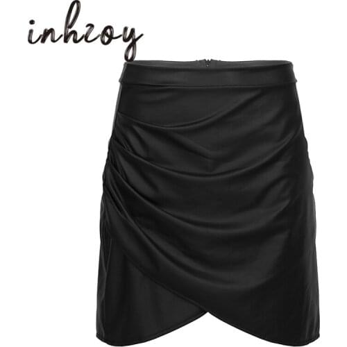 Women Faux Leather Black Skirt Invisible Zipper High Waist Slim Fit Bodycon Sexy Pencil Miniskirt Autumn Party Wear Clubwear