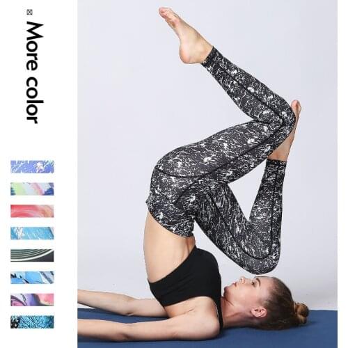 Yoga Pants Printed Stitching Fitness Running Pants Yoga Dance Anchored Style Tight Sports Pants Women