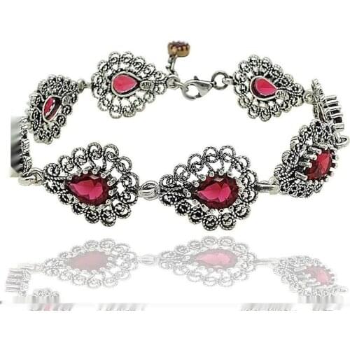 Midyat Silver Lal Cubic Zirconia Women Bracelet