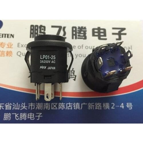 1PCS Imported Japanese NKK LP01-25 round button touch switch straight plug 6-pin self-reset power button