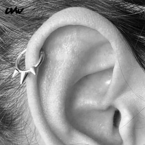 UVW417 1pc Trendy 316L Steel Round Spike Segment Tragus Fake Septum Nose Rings Stud Helix Piercing Body Jewelry Women Earrings