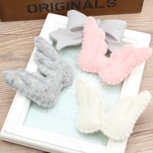10PCS Handmade Woven Crochet 3D Angel Wings Doll Craft Wool Felt Lovely Wing Shape Button Patch Sticker For Girls Hair Jewelry