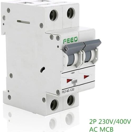 2P AC MCB C type 230/400V Mini Circuit breaker 6A 10A 16A 20A 25A 32A 40A 50A 63A With CE Certificate