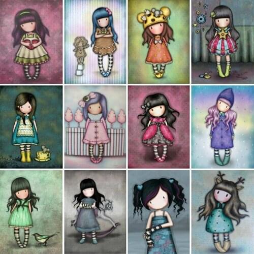 5D Diamond Painting Cartoon Girl Picture Full Drill Square Diamond Embroidery Cross Stitch Gift Kits Home Decor