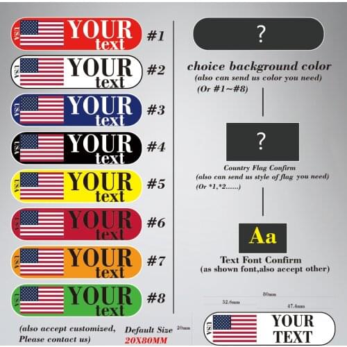 6pcs/set Personalised Flag DIY Text Color Name Stickers Bike Cycle Helmet Decals