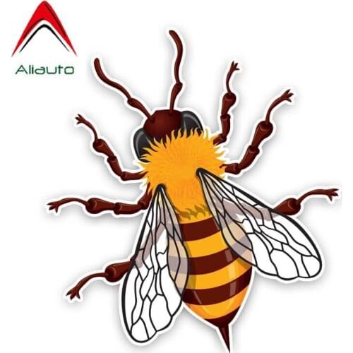 Aliauto Funny Car Sticker Cartoon Bee Decal Accessories PVC for Volkswagen Polo Ford BMW Audi Toyota,15cm*14cm