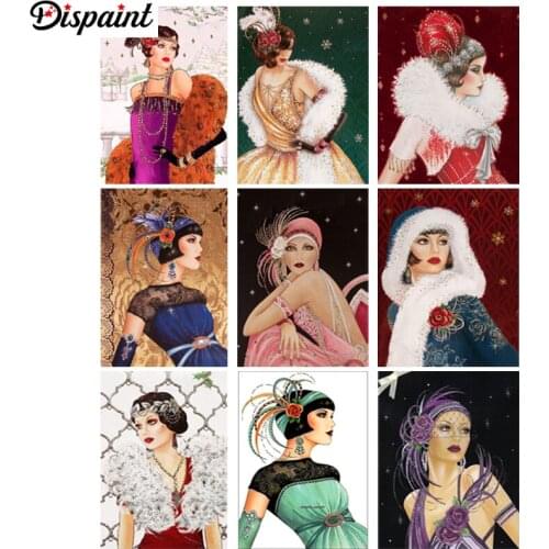 Dispaint Art 5D Diy Diamond Painting "Character beauty oil painting"Diamond Pictures Cross Stitch 3D Rhinestone Embroidery Decor