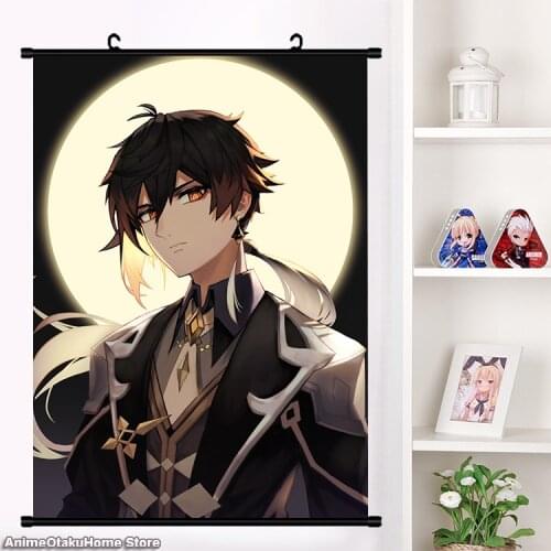 Anime Game Genshin Impact zhongli Poster Wall Scroll Painting Mural Fashion Home Decor Collection Art