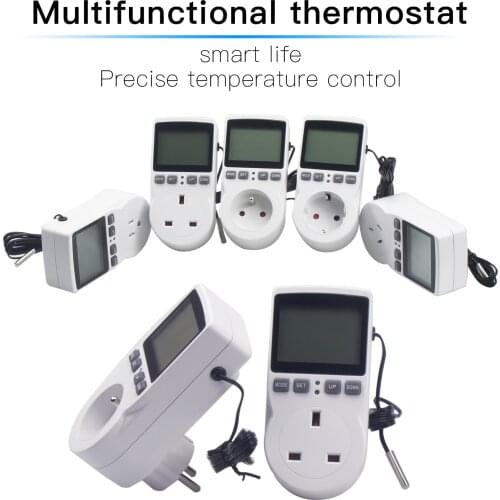 220V EU digital Timer Swith with Temperature Controller Multi-Function Pragramming Socket Plug Outlet Timing 16A 3680W