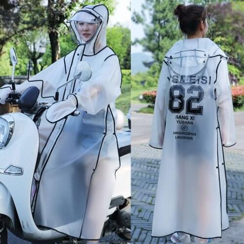 EVA Electrombile Raincoat Women/Men Zipper Hooded Poncho Motorcycle Rainwear Long Style Hiking Poncho Environmental Rain Jacket