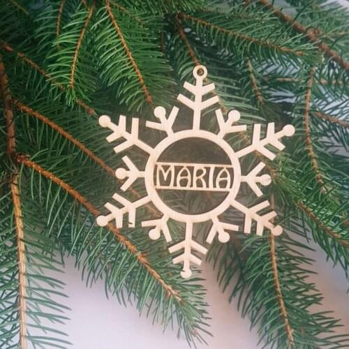 Custom Christmas snowflake personalized pendants wood ornament laser cut names gift tags name wood Christmas Decor