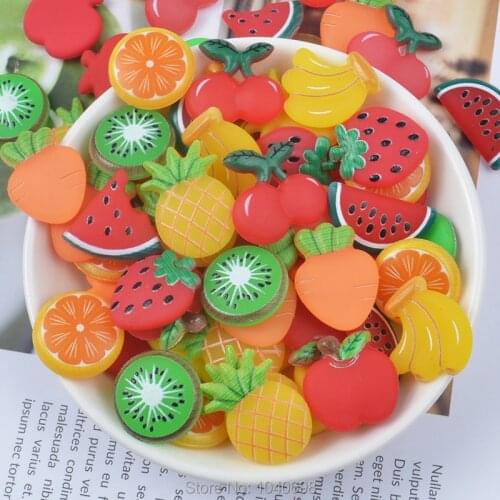 20pcs/lot rubber kawaii Simulated colorful fruit apple Strawberry banana cherry Watermelon carrot Kiwi slice mix size