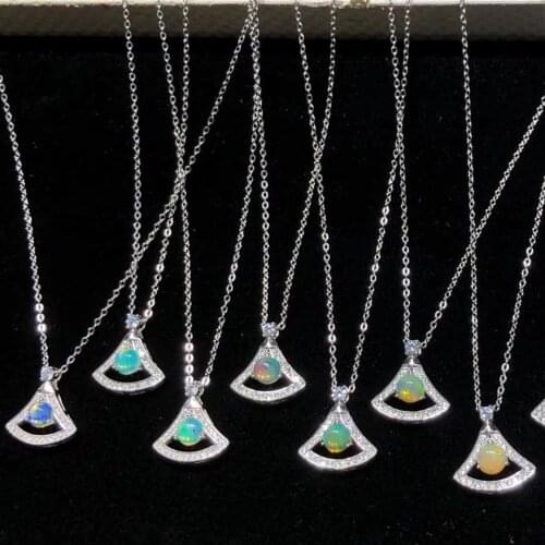 Beautiful Mix Colors Natural Opal Stone 925 Sterling Silver Natural Opal Dress Pendant Necklace for Gift