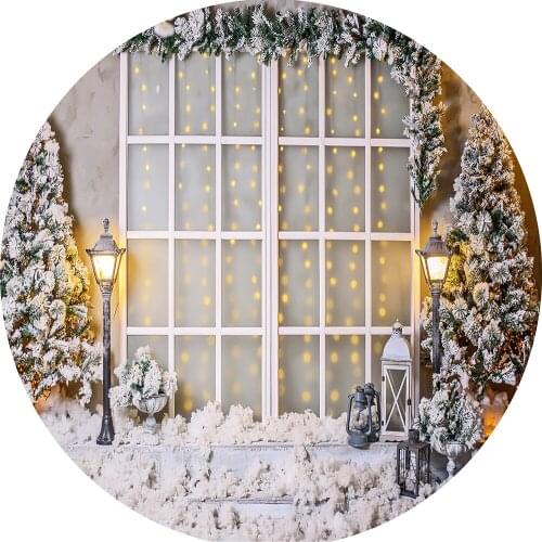 Round circle background christmas tree light baby shower backdrop happy new year kids birthday Party decor table Cover YY-627