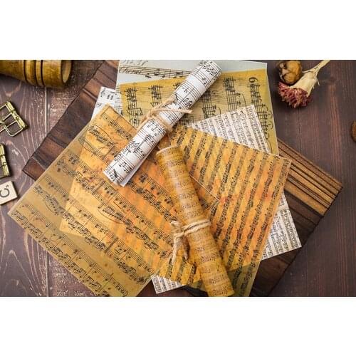 KSCRAFT 8pc Music Score Background Sulfuric Acid Paper Scrapbooking Pads Paper Origami Art Card Making DIY Scrapbook Paper Craft