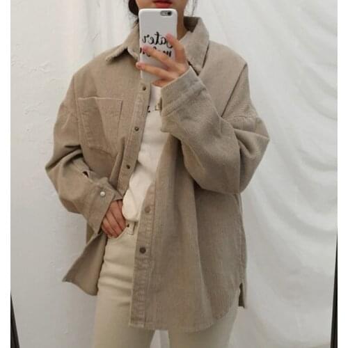 Corduroy Jackets Women Winter Autumn Coats Plus Size Overcoats Female Big Tops Cute Jackets Solid Color Clothing