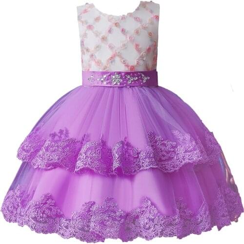 Summer New Style Children Princess Dress Western Style Girls Lace Piano Performance Costume Tutu Dress 2-10 Years Baby Clothing