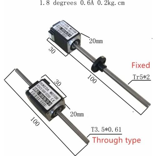 Linear stepper motor NEMA 8 lead screw stepper motor non-captive and external type with 100mm long Tr5*2 and Tr3.5*0.61 threaded