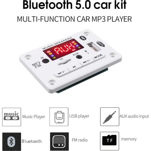 Bluetooth 5.0 MP3 Decoder Decoding Board Module 5V 12V Car USB MP3 Player WMA WAV TF Card Slot / USB / FM Remote Board Module
