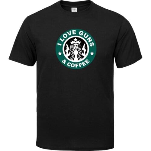 I love guns and coffee Man Printed men T shirt Fashion cool confortable mens Tshirt casual t-shirt for men