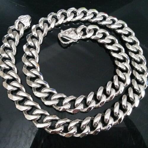 Mens Jewelry High Quality Gold Tone Stainless Steel Wide Heavy Curb Chain Necklace 13mm/15mm 18in-40in