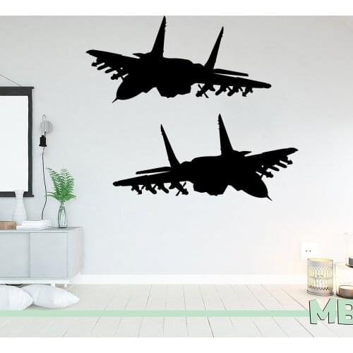 2 Russian Mig-29 Military Air plane Wall Decal Nursery Kids Room Aircraft plane Military Biplane Wall Sticker Play Room Vinyl