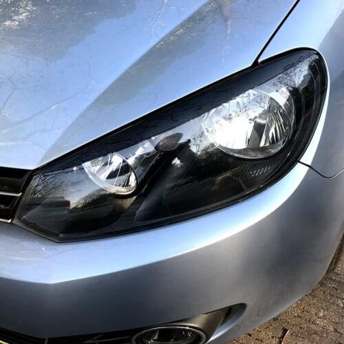 1Pair ABS Glossy Black Car Sticker Headlight Eyebrows Front Headlamp Eyebrows Eyelid Trim Strip Protect For VW Volkswagen Golf 6