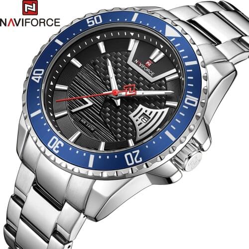 NAVIFORCE Top Brand Fashion Waterproof Watch for Men Stainless Steel Quartz Calendar Clock With Luminous Hands Relogio Masculino