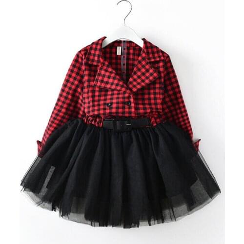 Xmas Gift Clothes Girls Dress Sweet Toddler Baby Girls Princess Dress Belt Shirt Tops Party Prom Tulle Plaid Dresses 3-7Y Outfit