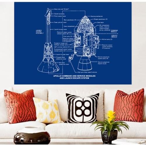 Rocket Patent Blueprint Drawing Science Picture Poster Picture Poster Canvas Print Painting Wall Art Living Room Home Decoration