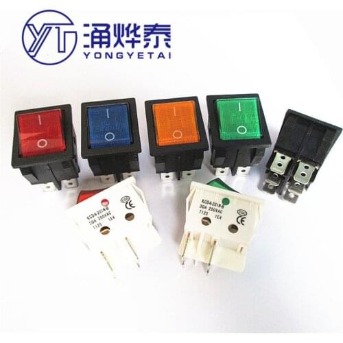 YYT 2PCS Electric welding machine switch power supply rocker switch 30A switch T8555 type KCD4 with light 4Pin 6Pin 2Gear