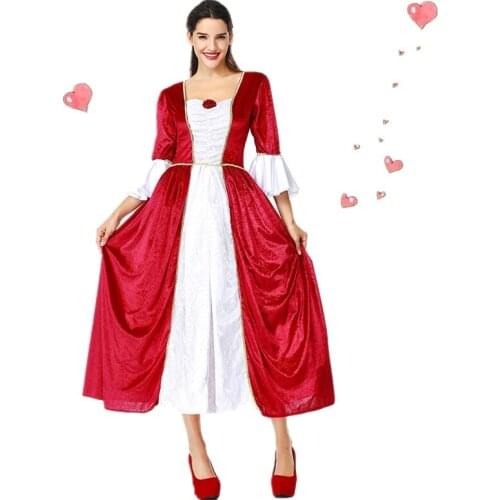 Renaissance Princess Queen Robe Velvet Vintage Gown Costume Halloween Cosplay Vampire Maid Gown Dress
