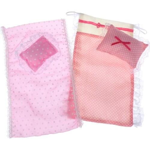 New Dollhouse Single bedsheet with Pillows Doll House Bedroom Furniture Pretend Play Toy