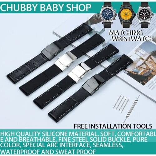 22mm Real Leather/Nylon/Fabric with silicone Watch Band Watchband For Breitling strap for NAVITIMER WORLD