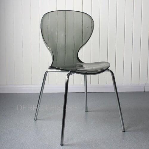 Luxury Modern Design Stackable Transparent Acrylic Dining Chair, Clear Cafe Meeting Loft Chair, fashion design Crystal Chair 1PC