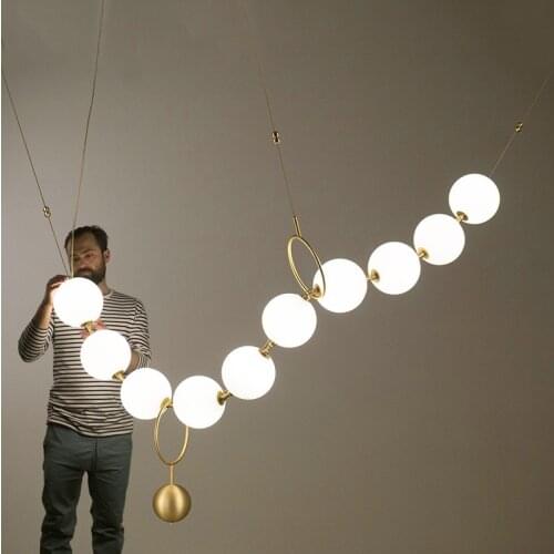 Modern Pendant Lamp Loft Glass Ball Lamp lustre Necklace chandeliers Design Restaurant Hall Led Lights home Decro Light Fixtures