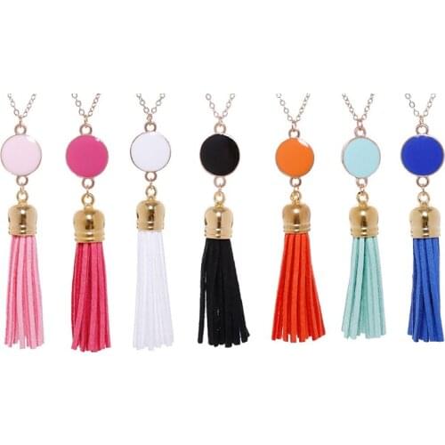Tassel Necklace for Women Custom Personalized Pendant Necklace Women Jewelry Alloy Blank Disc Long Chain Pendant Gothic Choker
