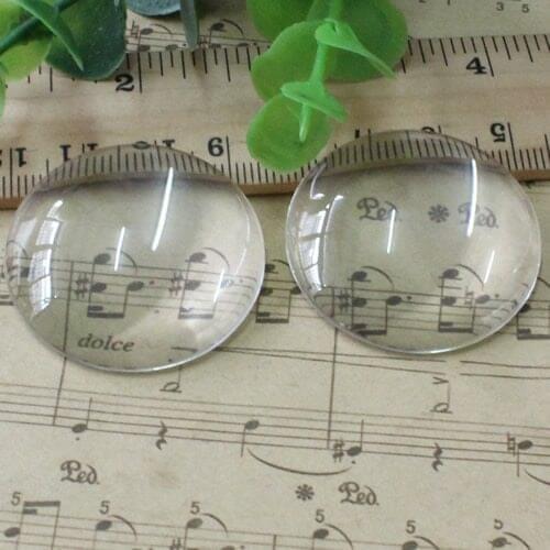 26mm Thickness:6mm Round Flat Back Clear Glass Cabochon Dome Cameo Jewelry Finding 5pcs/lot (K02903)