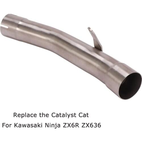 Delete Cat for Kawasaki Ninja ZX6R ZX636 2009-2016 Motorcycle Replace Stock Catalyst Mid Link Pipe Tube