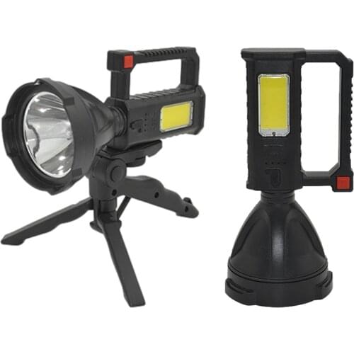 Outdoor Portable Spotlight LED Flashlight Rechargeable Super Bright Searchlight Hiking Camping Flashlight With Bracket