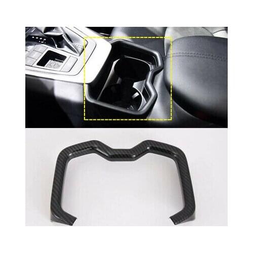 Carbon Fiber Look Inner Front Water Cup Holder Cover Trim For Toyota RAV4 19-20
