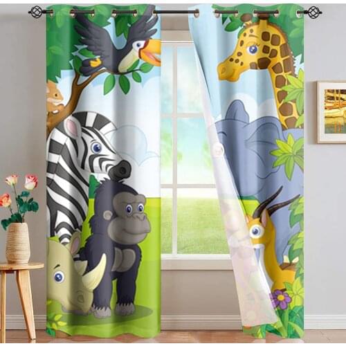 Animals of the Savannah Print Room Curtains Blackou Large Window Curtain Rod Living Room Bathroom Outdoor Bedroom Indoor Curtain