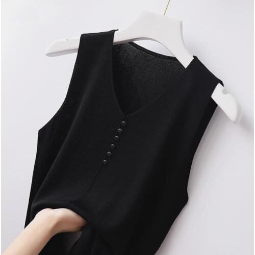 Black Women Lady Summer Camisole Vest Sexy Sleeveless T-shirt Casual Tops Cloth Student V-neck Camis Tank Top Cheap Clothes