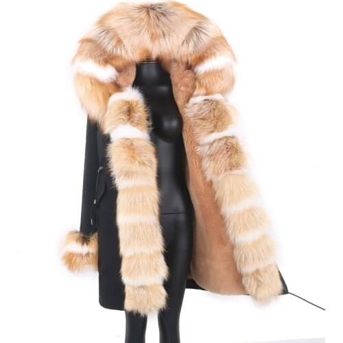 7XL Winter Jacket Women Big Fur Long Parka Real Fur Coat Natural Real Fox Fur Collar Loose Thick Outerwear Detachable