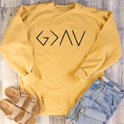 God Is Greater Than The Highs and Lows Women Sweatshirt Jesus Believe Full Sleeve Female Jumper Christian Pullover Drop Shipping
