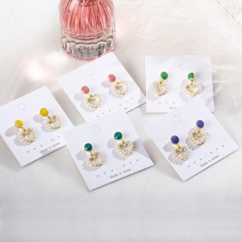 Korean style women new fresh sweet love earrings cute girl peach heart small earrings Simulated-pearl jewelry gift for lady