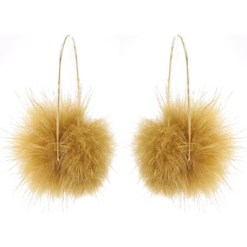 Badu Fluffy Drop Earrings Trendy Hoop Mink Fur Ball Earring for women Pom Pom Dangle Earings 2019 Fashion Jewelry Wholesale