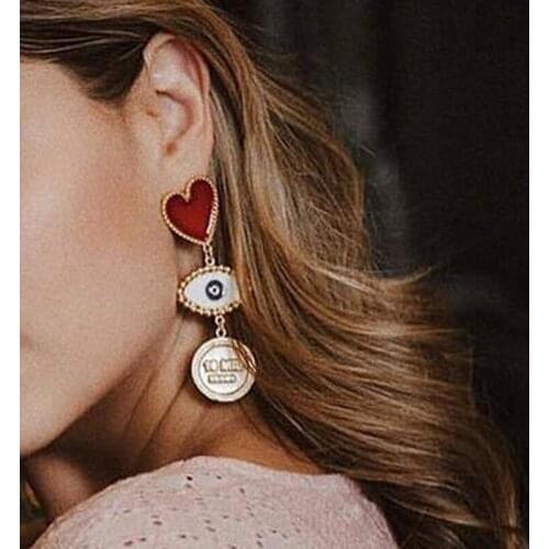 2019 New Fashion Dripping Oil Evil Eye Stud Earrings For Women Vintage Statement Earring Party Earring Jewelry AM0452