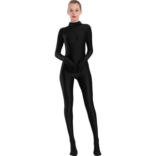 AOYLISEY Black Spandex Zentai Full Body Skin Tight Jumpsuit Unisex Zentai Suit Bodysuit Costume for Women Unitard Dance wear